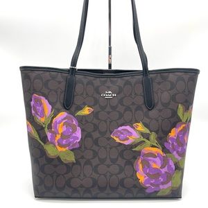 Coach City Rose Tote Bag in Signature Canvas